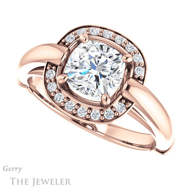 Cushion Cut Forever One Moissanite Engagement Ring #GTJ1239-cushion-fo-r | Gerry The Jeweler Cushion Cut Forever One Moissanite Engagement Ring #GTJ1239-cushion-fo-r