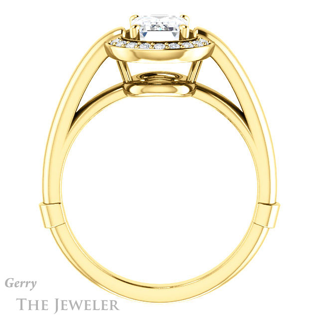 Emerald Cut Forever One Moissanite Engagement Ring #GTJ1239-emerald-fb-y | Gerry The Jeweler Emerald Cut Forever Brilliant Moissanite Engagement Ring #GTJ1239-emerald-fb-y