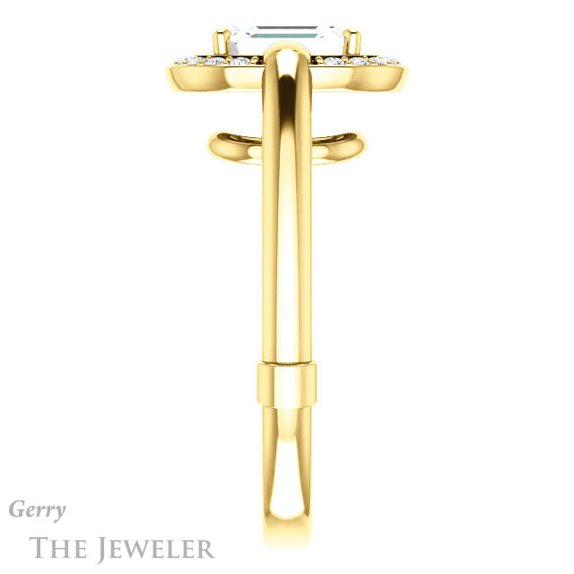 Emerald Cut Forever One Moissanite Engagement Ring #GTJ1239-emerald-fb-y | Gerry The Jeweler Emerald Cut Forever Brilliant Moissanite Engagement Ring #GTJ1239-emerald-fb-y