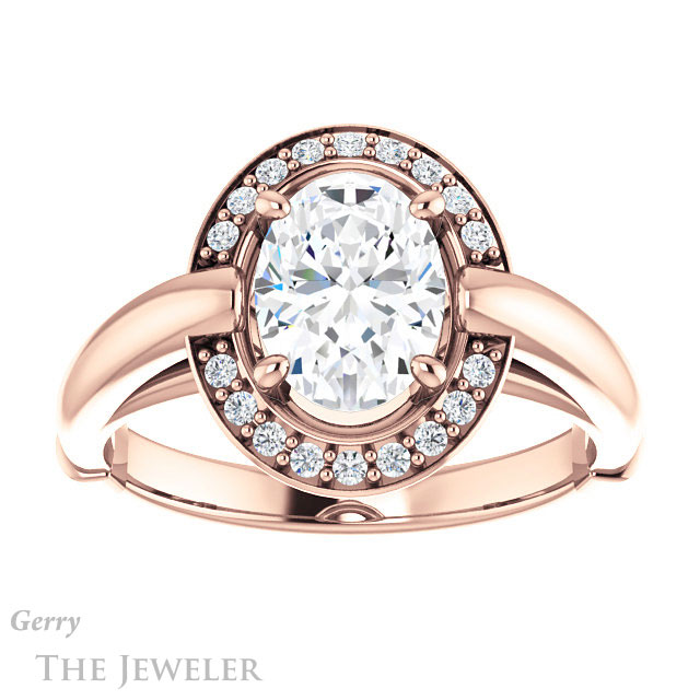 Oval Shaped Forever One Moissanite Engagement Ring #GTJ1239-oval-fo-r | Gerry The Jeweler Oval Shaped Forever One Moissanite Engagement Ring #GTJ1239-oval-fo-r