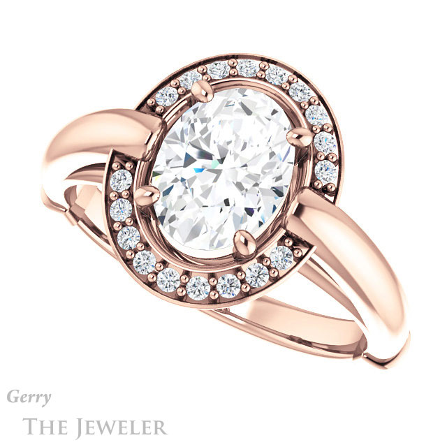 Oval Shaped Forever One Moissanite Engagement Ring #GTJ1239-oval-fo-r | Gerry The Jeweler Oval Shaped Forever One Moissanite Engagement Ring #GTJ1239-oval-fo-r