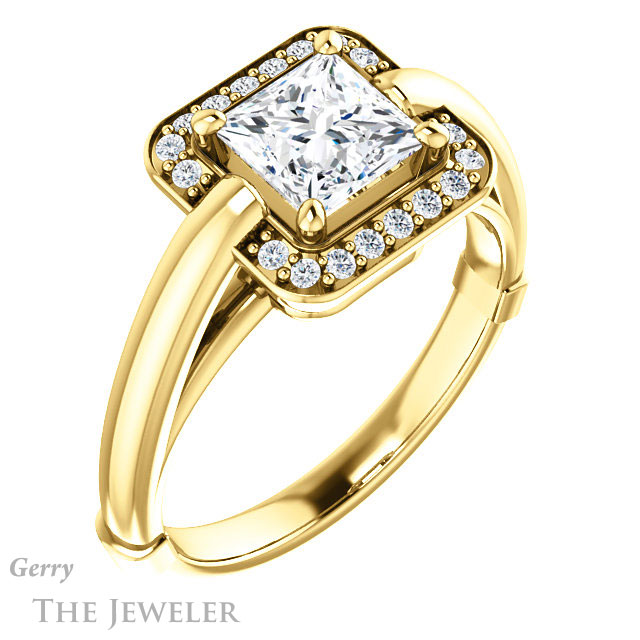 Princess Cut Forever One Moissanite Engagement Ring #GTJ1239-square-fo-y | Gerry The Jeweler Princess Cut Forever One Moissanite Engagement Ring #GTJ1239-square-fo-y