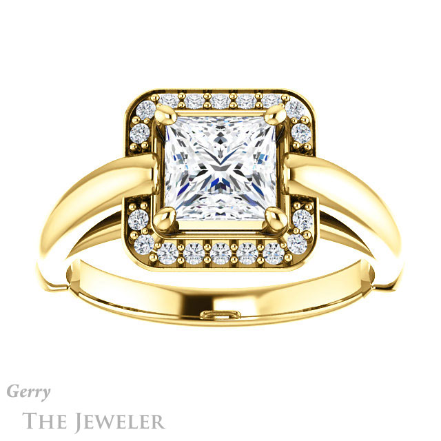 Princess Cut Forever One Moissanite Engagement Ring #GTJ1239-square-fo-y | Gerry The Jeweler Princess Cut Forever One Moissanite Engagement Ring #GTJ1239-square-fo-y