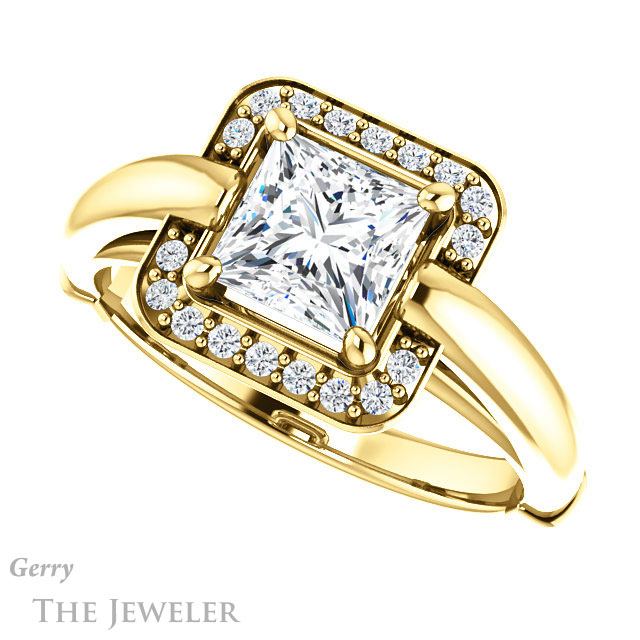 Princess Cut Forever One Moissanite Engagement Ring #GTJ1239-square-fo-y | Gerry The Jeweler Princess Cut Forever One Moissanite Engagement Ring #GTJ1239-square-fo-y