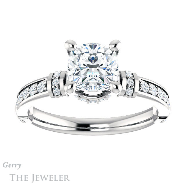 Cushion Cut Forever One Moissanite Engagement Ring #GTJ1240-cushion-fo-w