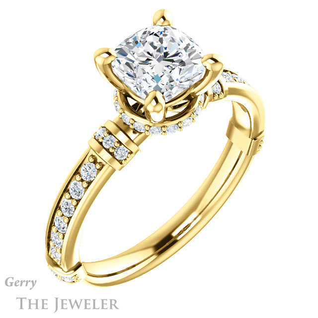 Cushion Cut Forever One Moissanite Engagement Ring #GTJ1240-cushion-fo-y