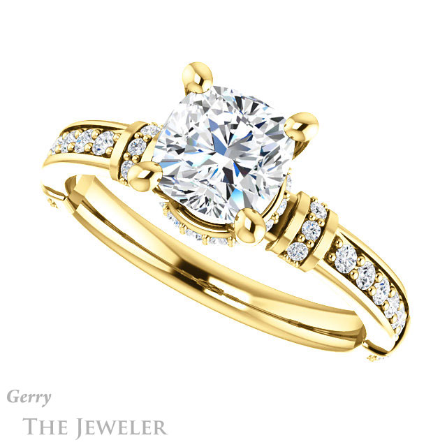 Cushion Cut Forever One Moissanite Engagement Ring #GTJ1240-cushion-fo-y