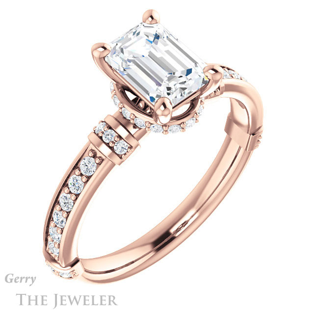 Emerald Cut Forever Brilliant Moissanite Engagement Ring #GTJ1240-emerald-fb-r