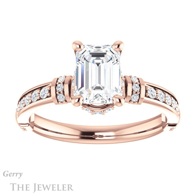 Emerald Cut Forever Brilliant Moissanite Engagement Ring #GTJ1240-emerald-fb-r