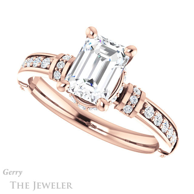 Emerald Cut Forever Brilliant Moissanite Engagement Ring #GTJ1240-emerald-fb-r