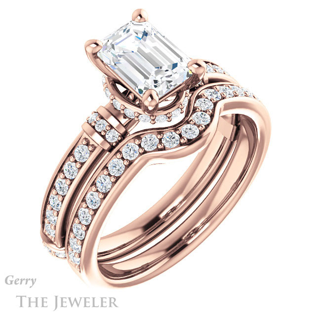 Emerald Cut Forever Brilliant Moissanite Engagement Ring #GTJ1240-emerald-fb-r