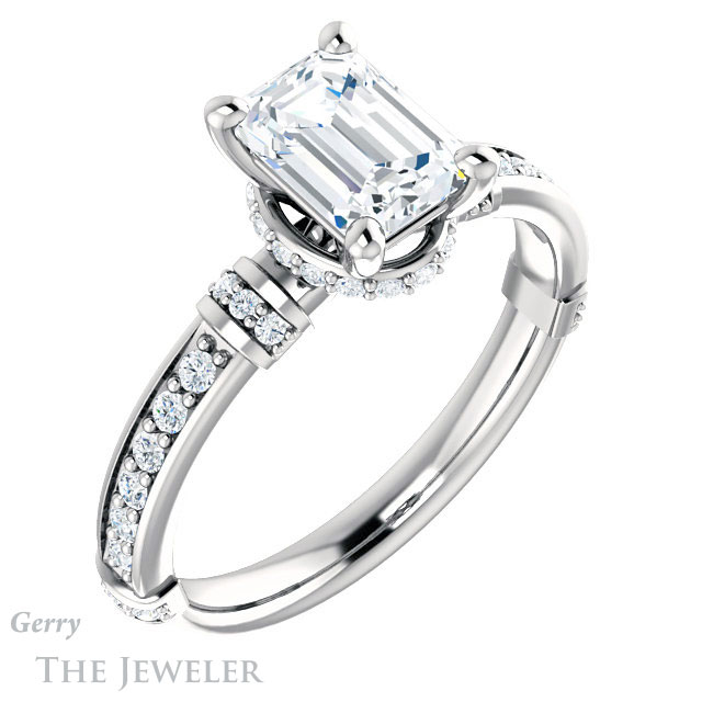 Emerald Cut Forever Brilliant Moissanite Engagement Ring #GTJ1240-emerald-fb-w