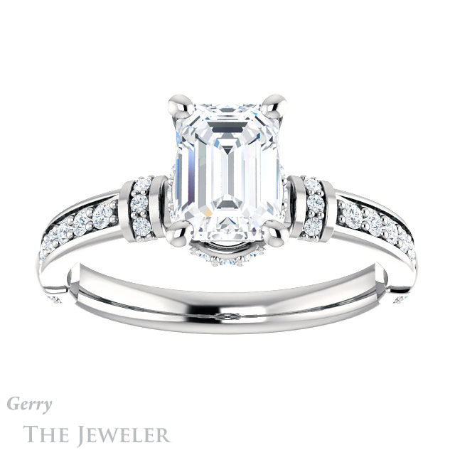 Emerald Cut Forever Brilliant Moissanite Engagement Ring #GTJ1240-emerald-fb-w