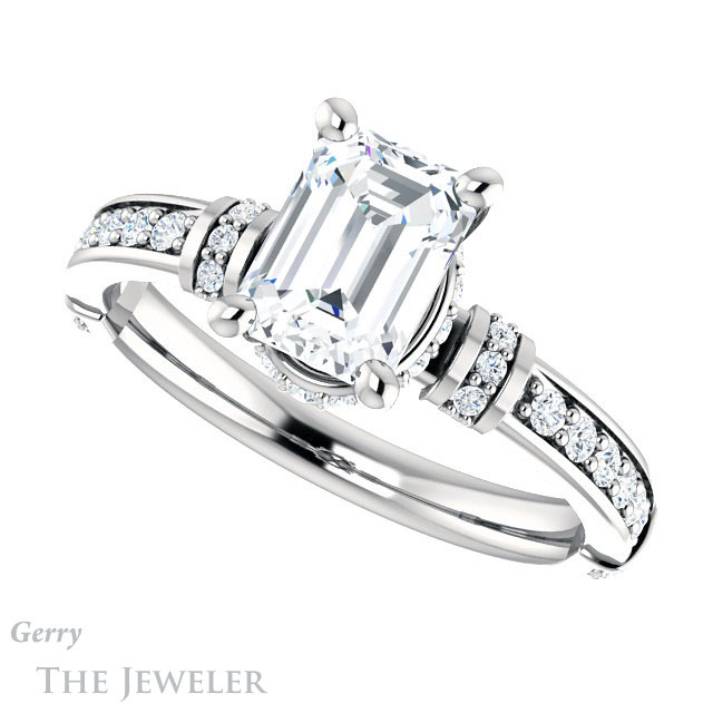 Emerald Cut Forever Brilliant Moissanite Engagement Ring #GTJ1240-emerald-fb-w