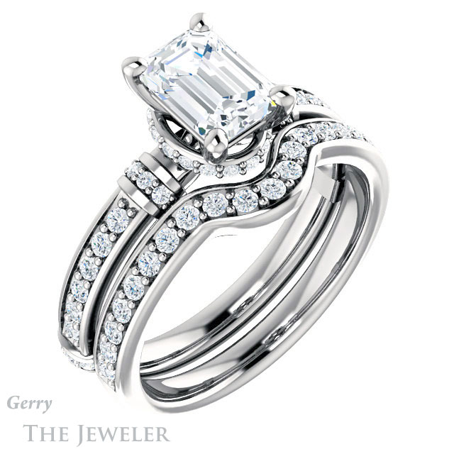 Emerald Cut Forever Brilliant Moissanite Engagement Ring #GTJ1240-emerald-fb-w