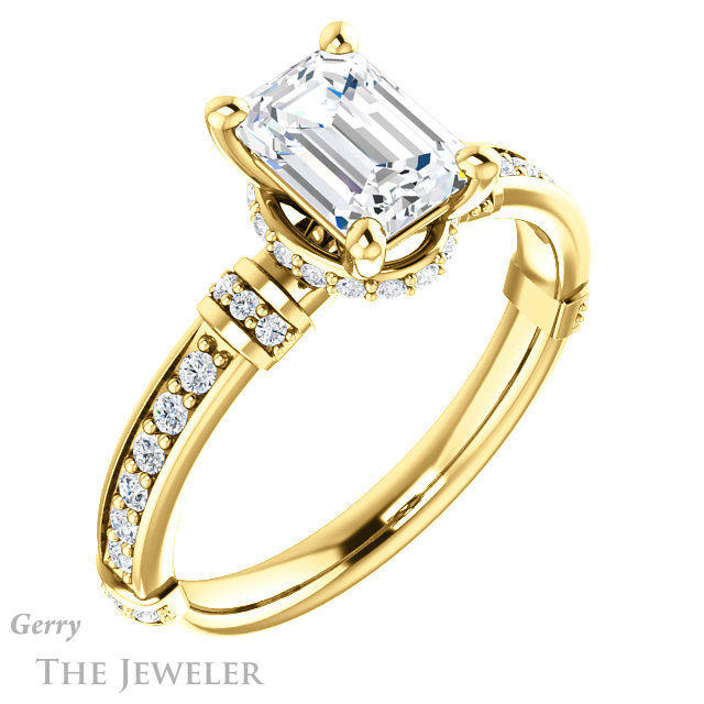 Emerald Cut Forever Brilliant Moissanite Engagement Ring #GTJ1240-emerald-fb-y