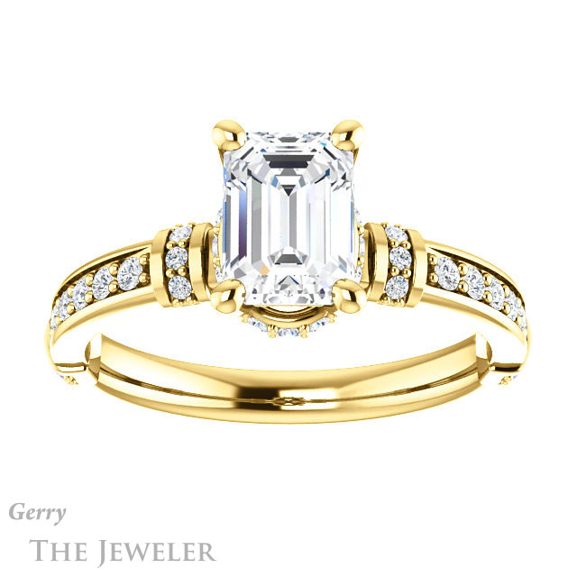 Emerald Cut Forever Brilliant Moissanite Engagement Ring #GTJ1240-emerald-fb-y