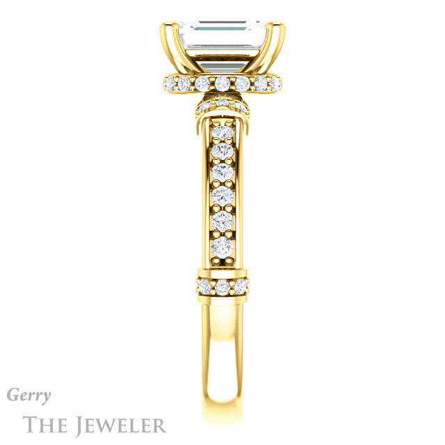 Emerald Cut Forever Brilliant Moissanite Engagement Ring #GTJ1240-emerald-fb-y