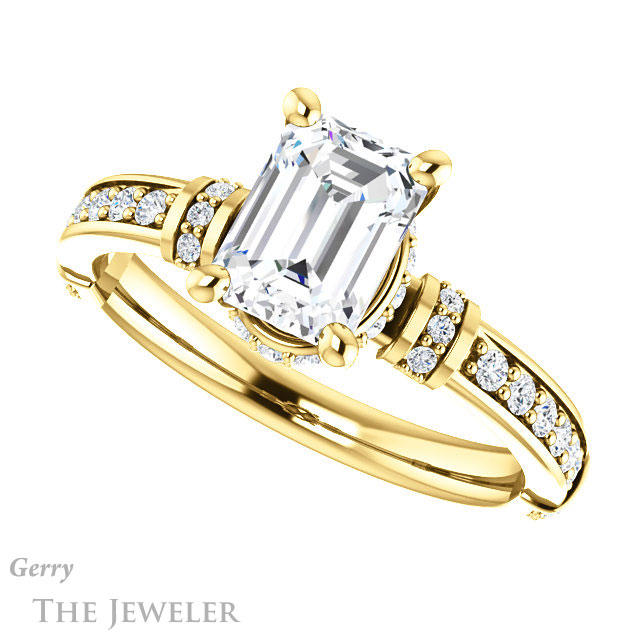 Emerald Cut Forever Brilliant Moissanite Engagement Ring #GTJ1240-emerald-fb-y