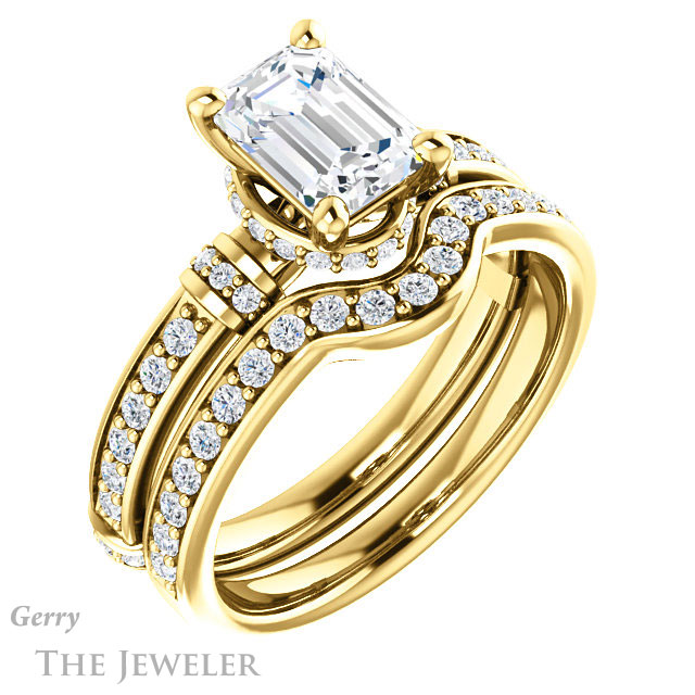 Emerald Cut Forever Brilliant Moissanite Engagement Ring #GTJ1240-emerald-fb-y