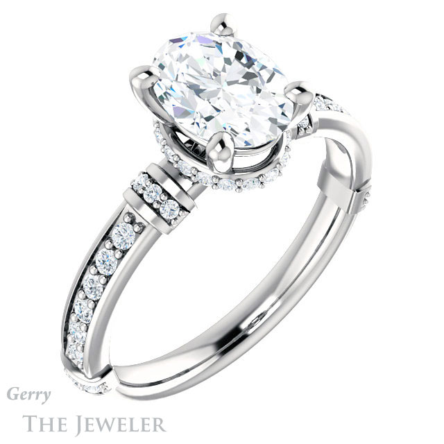 Oval Shaped Forever One Moissanite Engagement Ring #GTJ1240-oval-fo-w