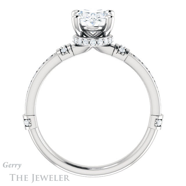 Oval Shaped Forever One Moissanite Engagement Ring #GTJ1240-oval-fo-w