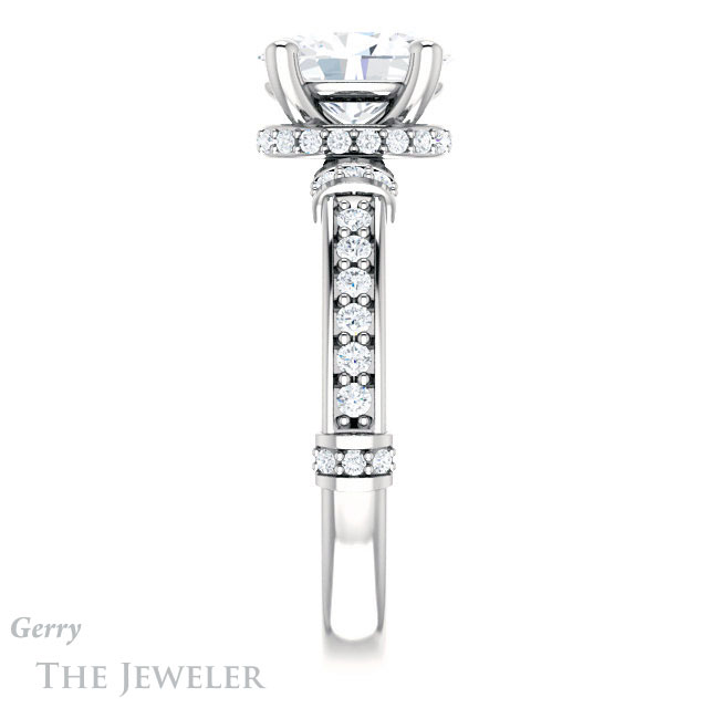 Oval Shaped Forever One Moissanite Engagement Ring #GTJ1240-oval-fo-w