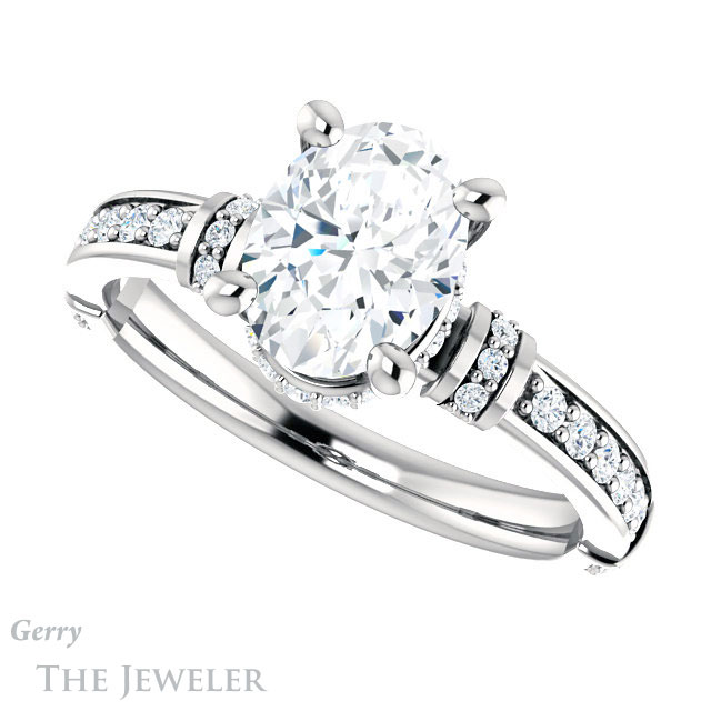 Oval Shaped Forever One Moissanite Engagement Ring #GTJ1240-oval-fo-w