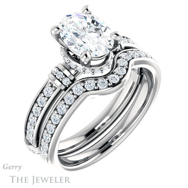 Oval Shaped Forever One Moissanite Engagement Ring #GTJ1240-oval-fo-w