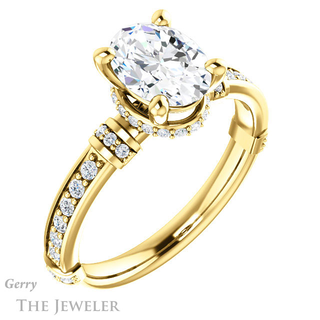 Oval Shaped Forever One Moissanite Engagement Ring #GTJ1240-oval-fo-y
