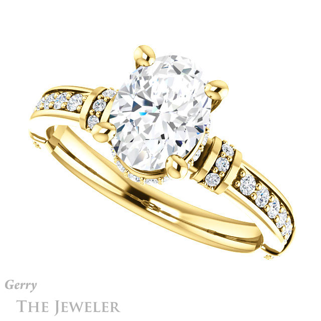 Oval Shaped Forever One Moissanite Engagement Ring #GTJ1240-oval-fo-y