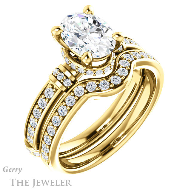 Oval Shaped Forever One Moissanite Engagement Ring #GTJ1240-oval-fo-y