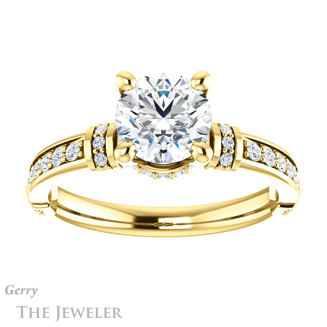 Round Cut Forever One Moissanite Engagement Ring #GTJ1240-round-fo-y