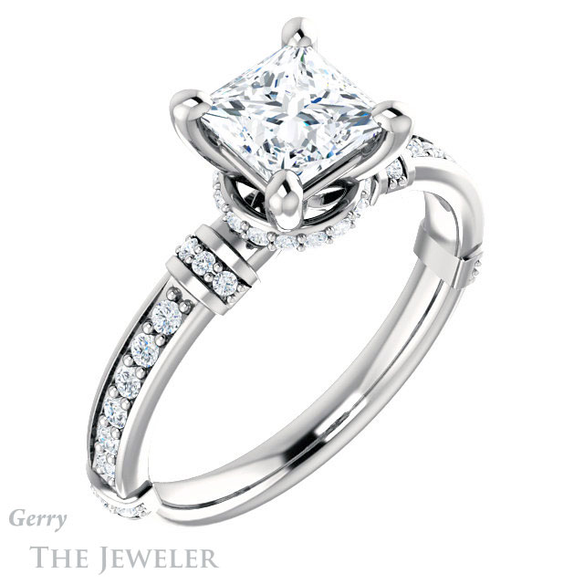 Princess Cut Forever One Moissanite Engagement Ring #GTJ1240-square-fo-w 4 Princess Cut Forever One Moissanite Engagement Ring #GTJ1240-square-fo-w