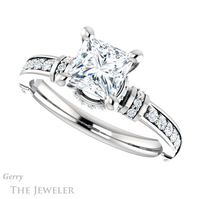Princess Cut Forever One Moissanite Engagement Ring #GTJ1240-square-fo-w 5 Princess Cut Forever One Moissanite Engagement Ring #GTJ1240-square-fo-w