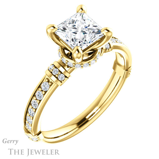 Princess Cut Forever One Moissanite Engagement Ring #GTJ1240-square-fo-y