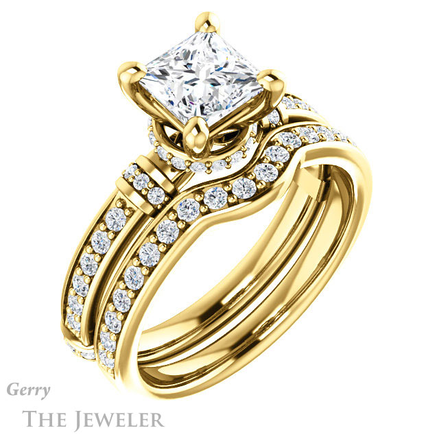 Princess Cut Forever One Moissanite Engagement Ring #GTJ1240-square-fo-y