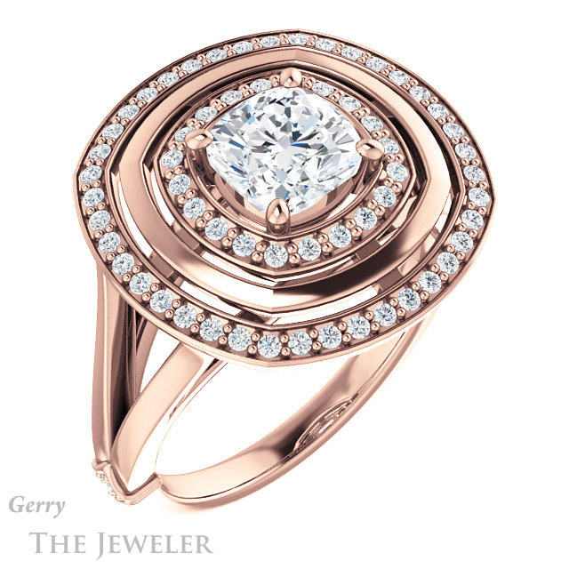 Cushion Cut Forever One Moissanite Engagement Ring #GTJ1241-cushion-fo-r | Gerry The Jeweler Cushion Cut Forever One Moissanite Engagement Ring #GTJ1241-cushion-fo-r