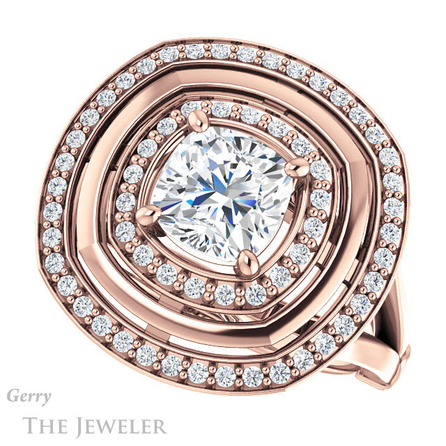 Cushion Cut Forever One Moissanite Engagement Ring #GTJ1241-cushion-fo-r | Gerry The Jeweler Cushion Cut Forever One Moissanite Engagement Ring #GTJ1241-cushion-fo-r