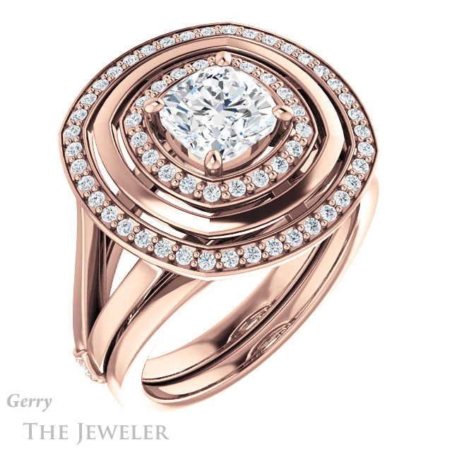 Cushion Cut Forever One Moissanite Engagement Ring #GTJ1241-cushion-fo-r | Gerry The Jeweler Cushion Cut Forever One Moissanite Engagement Ring #GTJ1241-cushion-fo-r
