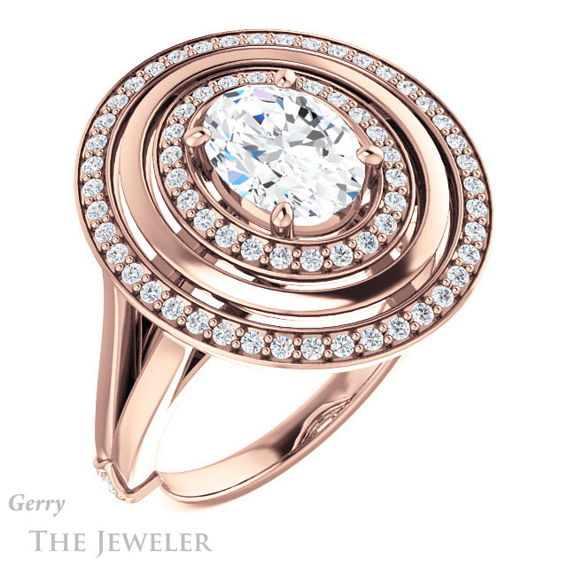 Oval Shaped Forever One Moissanite Engagement Ring #GTJ1241-oval-fo-r | Gerry The Jeweler Oval Shaped Forever One Moissanite Engagement Ring #GTJ1241-oval-fo-r