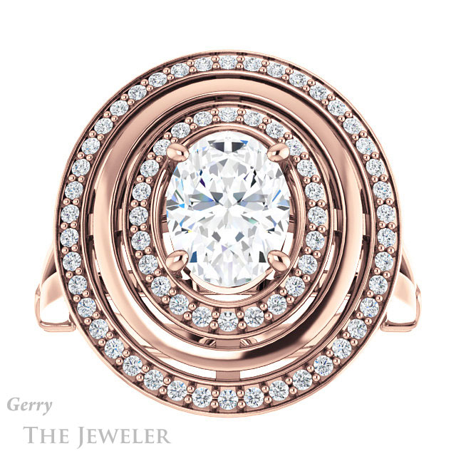 Oval Shaped Forever One Moissanite Engagement Ring #GTJ1241-oval-fo-r | Gerry The Jeweler Oval Shaped Forever One Moissanite Engagement Ring #GTJ1241-oval-fo-r