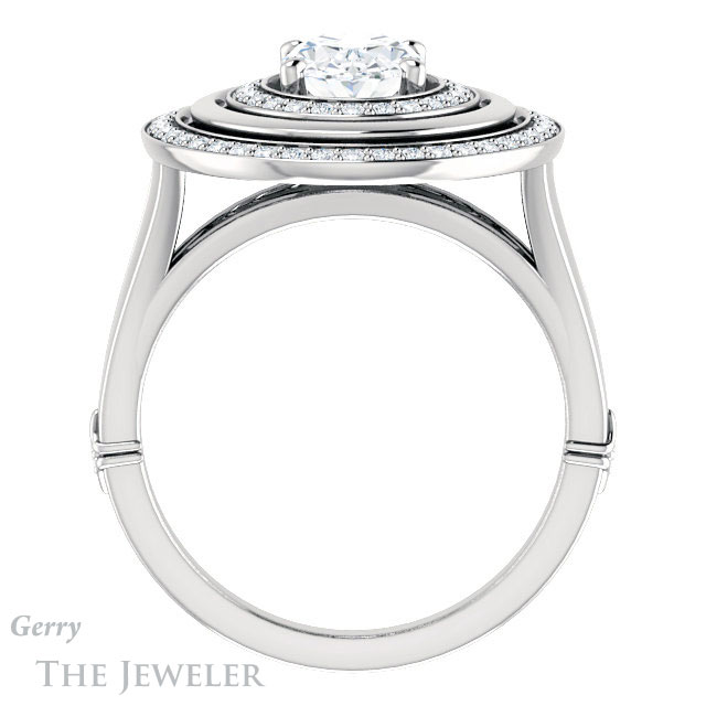 Oval Shaped Forever One Moissanite Engagement Ring #GTJ1241-oval-fo-w | Gerry The Jeweler Oval Shaped Forever One Moissanite Engagement Ring #GTJ1241-oval-fo-w