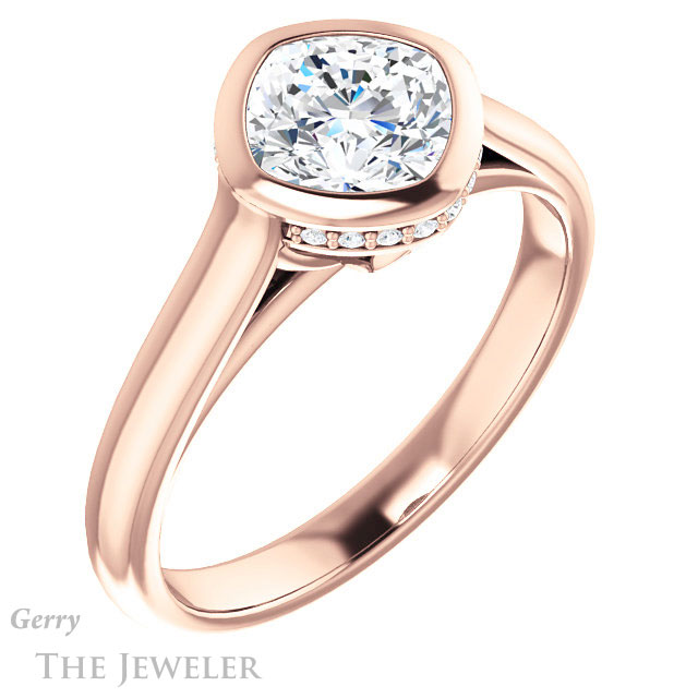 Cushion Cut Forever One Moissanite Engagement Ring #GTJ1242-cushion-fo-r