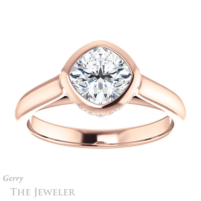 Cushion Cut Forever One Moissanite Engagement Ring #GTJ1242-cushion-fo-r