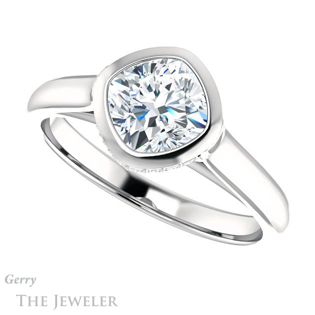 Cushion Cut Forever One Moissanite Engagement Ring #GTJ1242-cushion-fo-w 5 Cushion Cut Forever One Moissanite Engagement Ring #GTJ1242-cushion-fo-w