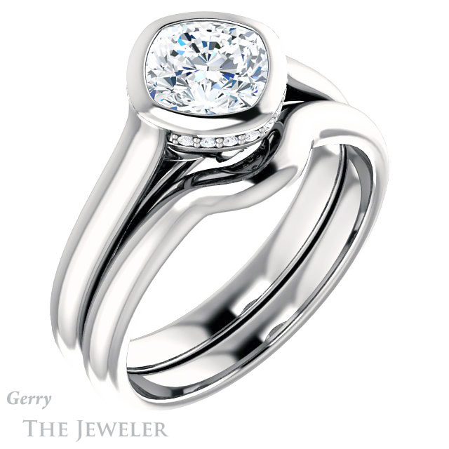 Cushion Cut Forever One Moissanite Engagement Ring #GTJ1242-cushion-fo-w 6 Cushion Cut Forever One Moissanite Engagement Ring #GTJ1242-cushion-fo-w