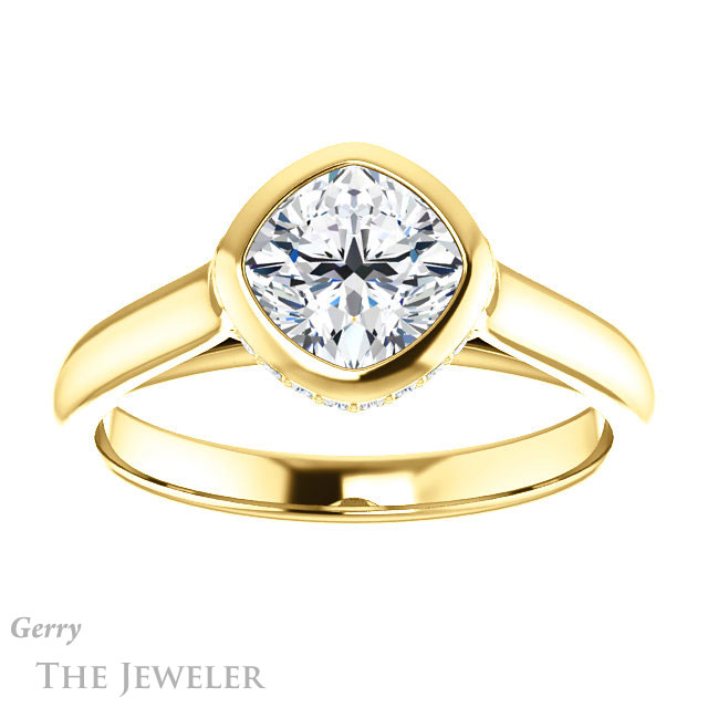 Cushion Cut Forever One Moissanite Engagement Ring #GTJ1242-cushion-fo-y
