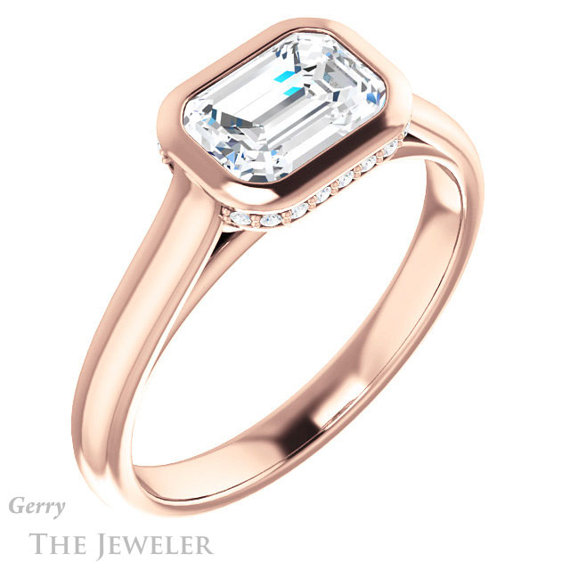 Emerald Cut Forever Brilliant Moissanite Engagement Ring #GTJ1242-emerald-fb-r