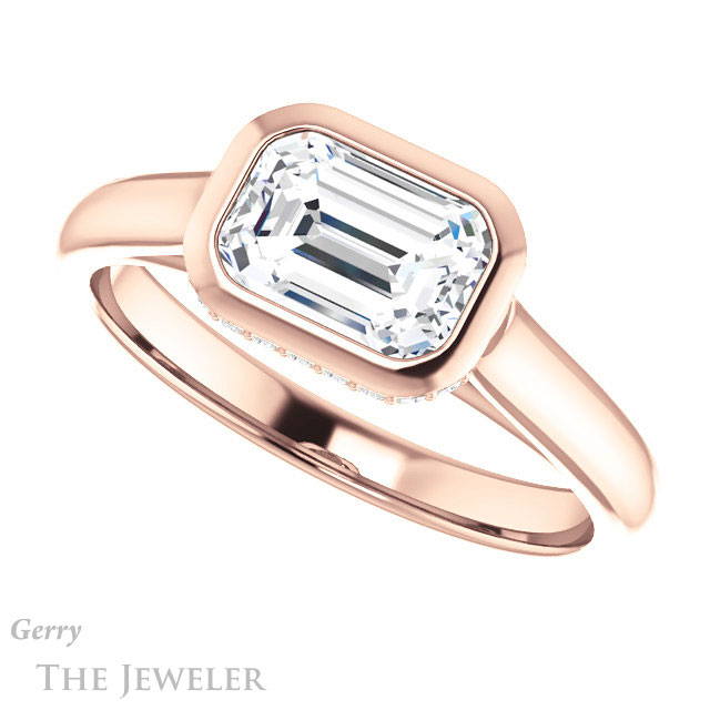 Emerald Cut Forever Brilliant Moissanite Engagement Ring #GTJ1242-emerald-fb-r